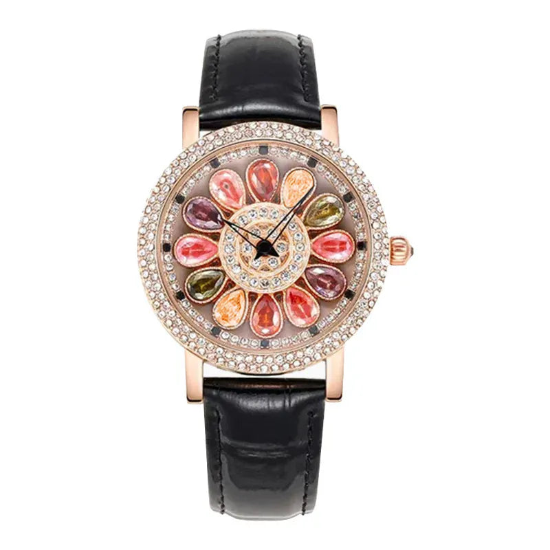 KissICON Rainbow Diamonds KissIcon UTHAI Quartz Watch Diamond Dial Waterproof -