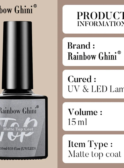 KissICON Rainbow Ghini 10ml matte top coat gel Nail