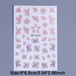KissICON Random Color / 5 Sheets Kiss Icon Floral Nail Stickers Set - Golden