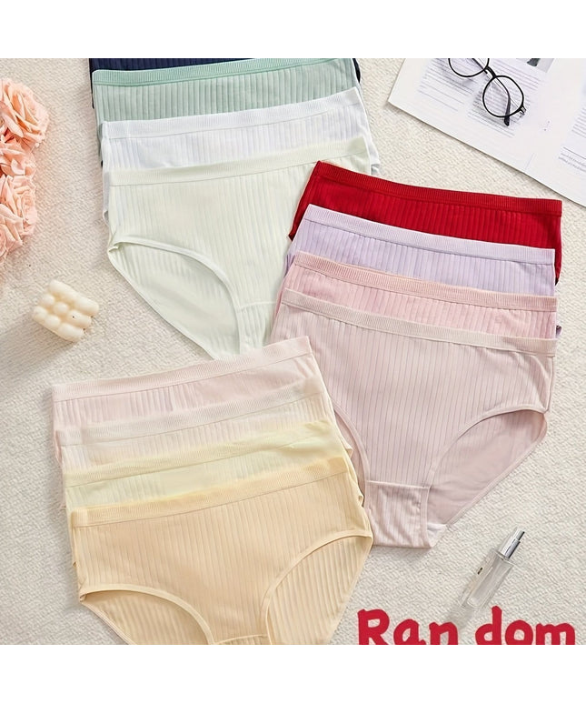 KissICON Random Color / UK 16 Curve Ribbed Macaron Panties 10pack