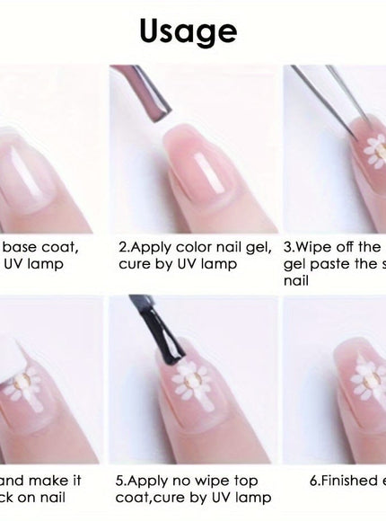 KissICON Random Style / 5pcs KissIcon 3D Geometry Flower Nail Stickers - Glossy