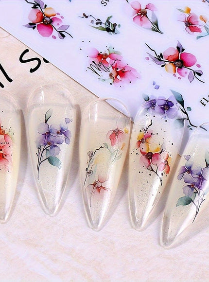 KissICON Random Style / 5pcs KissIcon 3D Geometry Flower Nail Stickers - Glossy