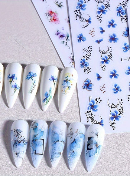 KissICON Random Style / 5pcs KissIcon 3D Geometry Flower Nail Stickers - Glossy