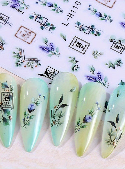 KissICON Random Style / 5pcs KissIcon 3D Geometry Flower Nail Stickers - Glossy