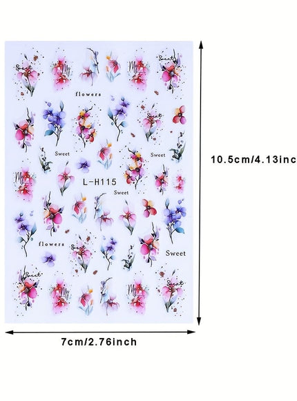 KissICON Random Style / 5pcs KissIcon 3D Geometry Flower Nail Stickers - Glossy