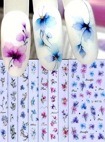 KissICON Random Style / 5pcs KissIcon 3D Geometry Flower Nail Stickers - Glossy