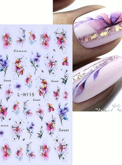 KissICON Random Style / 5pcs KissIcon 3D Geometry Flower Nail Stickers - Glossy
