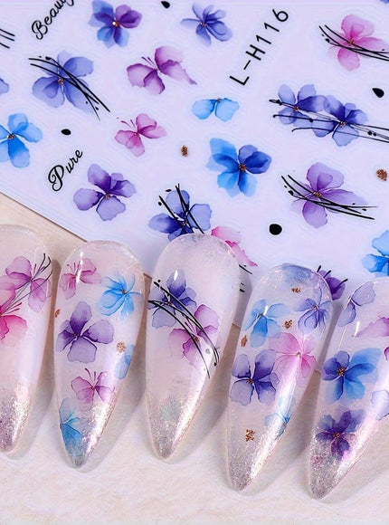 KissICON Random Style / 5pcs KissIcon 3D Geometry Flower Nail Stickers - Glossy