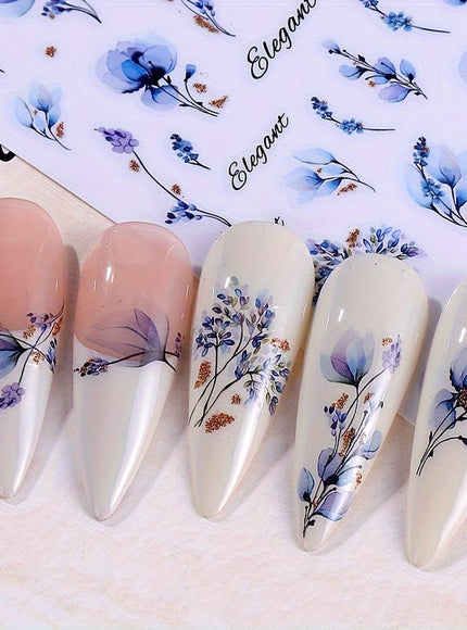 KissICON Random Style / 5pcs KissIcon 3D Geometry Flower Nail Stickers - Glossy
