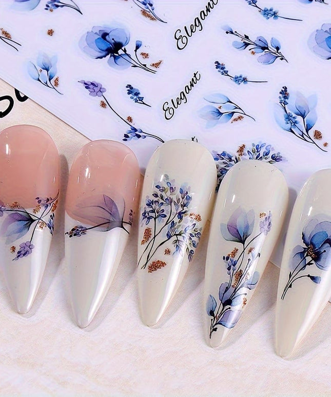 KissICON Random Style / 5pcs KissIcon 3D Geometry Flower Nail Stickers - Glossy
