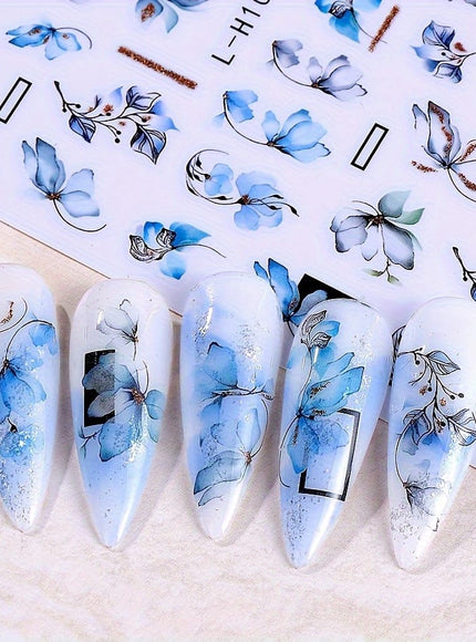 KissICON Random Style / 5pcs KissIcon 3D Geometry Flower Nail Stickers - Glossy