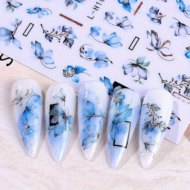 KissIcon 3D Geometry Flower Nail Stickers - Glossy