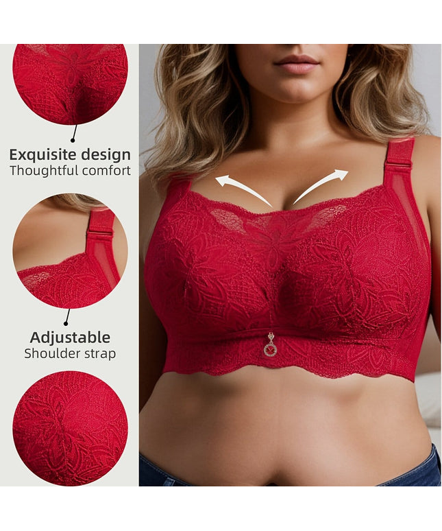 KissICON Red / 0XL Curve Minimizer Pushup Lace Shaping Bra