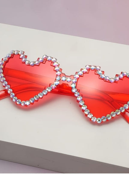 KissICON Eyewear Red / 1pc Sapphire Heart Diamond Glasses Y2K Spicy BlingBling Party Style