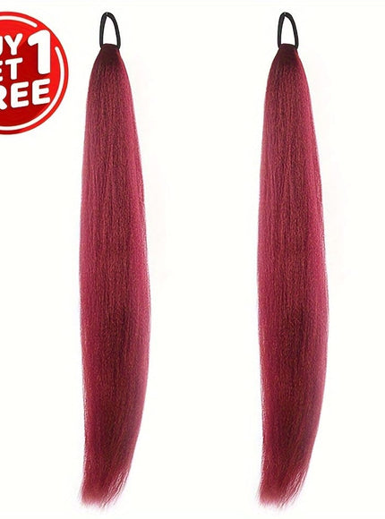 KissICON Red / 26inch Kissicon Synthetic Straight Ponytail Elastic Tie