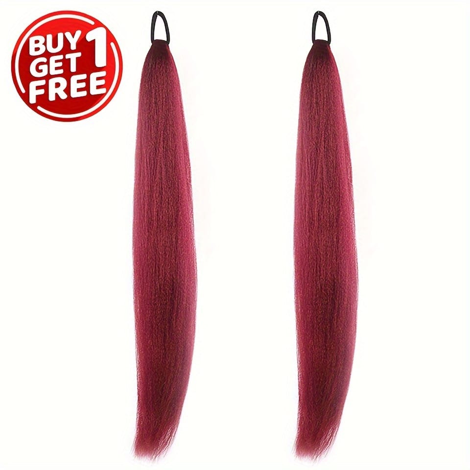 KissICON Red / 26inch Kissicon Synthetic Straight Ponytail Elastic Tie