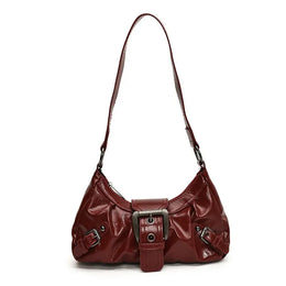 Dropshipman Red / 26x16x8cm Y2K Retro Pleated Hobo Shoulder Bag for Women Hot Selling Maillard Style Underarm Bag Clutch Handbags for Travel Work Shopping