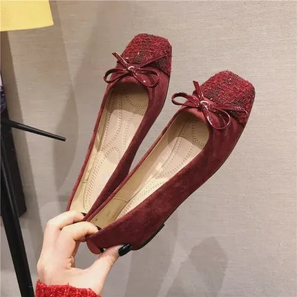 KissICON Red / 31 Flat Shoes for Women Spring Autumn New Korean