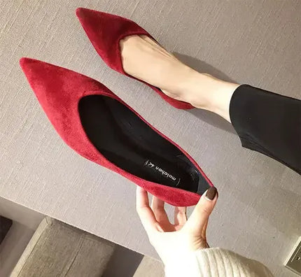 KissICON Red / 34 Flat Shoes for Women's New Spring Autumn Pointed
