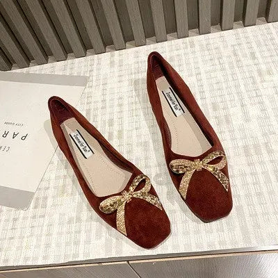 KissICON Red / 34 Flat Shoes for Women's New Spring Summer Square
