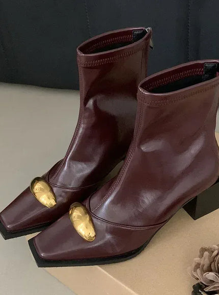 KissICON red / 35 New Shoes Designer Metal Women Ankle Elastic Boots