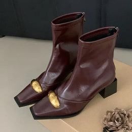 KissICON red / 35 New Shoes Designer Metal Women Ankle Elastic Boots