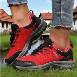 Dropshipman Red / 36 Fashionable Women's Sneakers Luxurious Platform Waterproof Design Off-road Hiking Shoes Breathable Outdoor Camping Running Shoes