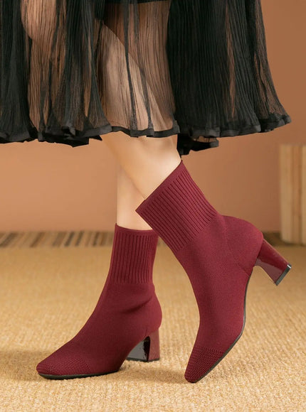 KissICON Red / 39 / CHINA Women's Boots 2025 New Fashion Pointed Soft Knitted