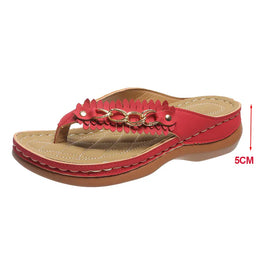 KissICON Red / 39 Metal Chain Wedges Sandals for Women Tassels Decor