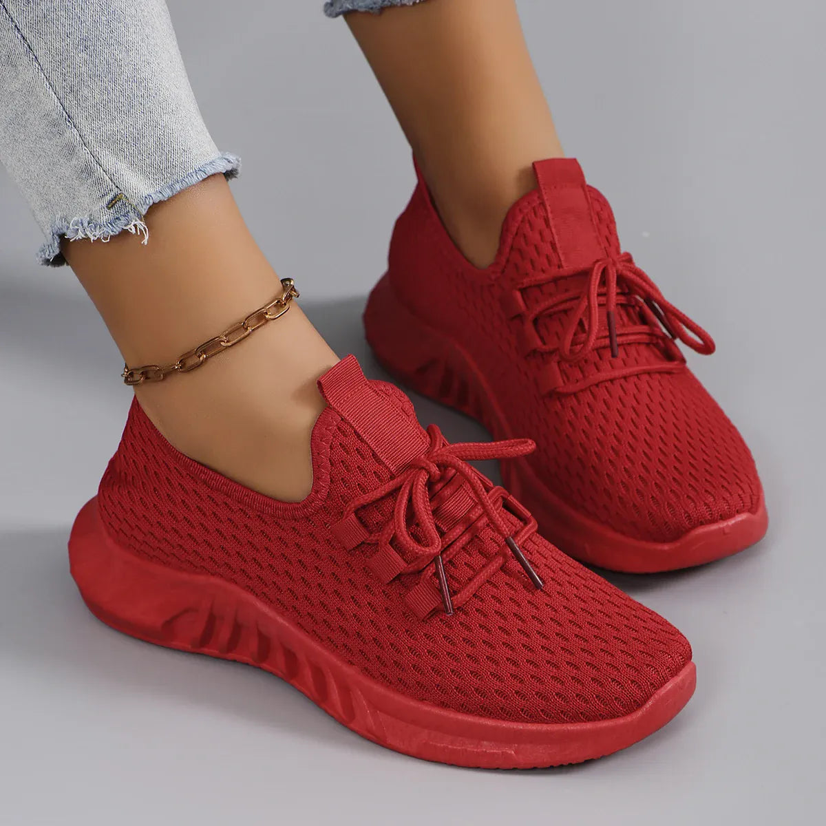 Dropshipman Red / 40 Women's summer breathable mesh flat shoes women's shoes casual sports shoes, clearance free shipping
