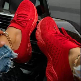 Dropshipman Red / 42 Women Mesh Breathable Casual Sneakers Lace-up Vulcanized Shoes Ladies Platform Sneakers Female Shoes Plus Size Zapatos De Mujer