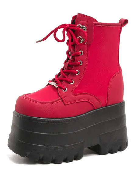 KissICON Red / 43-44 Height Increasing Super High Heeled Women's Boots Thick