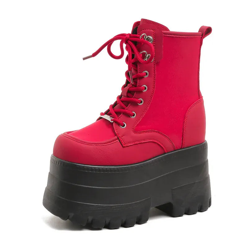 KissICON Red / 43-44 Height Increasing Super High Heeled Women's Boots Thick