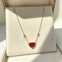 KissICON Red 45cm Heart‑Shaped Jewellery Women's Necklace Bracelet Earrings S925 Silver Plating Rose Gold 5A Zircon High-End Exquisite Party Gift