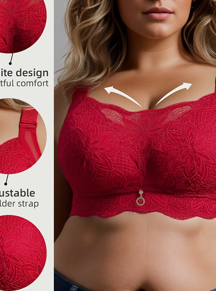 KissICON Red / 5XL Curve Minimizer Pushup Lace Shaping Bra