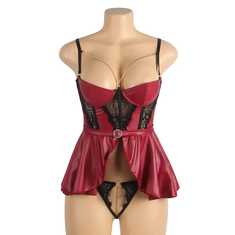 KissICON Red / 5XL INTL.3XL-4XL Plus size women sexy lingerie nightgowns and sleepshirts babydoll chemise from M-5XL