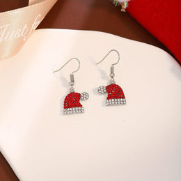 KissICON Red / 6-piece Set Elegant Christmas Hat Zirconia Dangle Earrings
