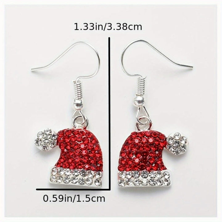 Elegant Christmas Hat Zirconia Dangle Earrings
