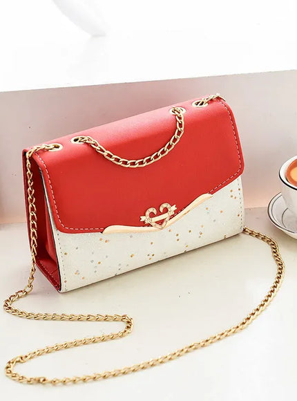 KissICON Red / Bag only Faux Leather Chain Crossbody – Shoulder Purse Day