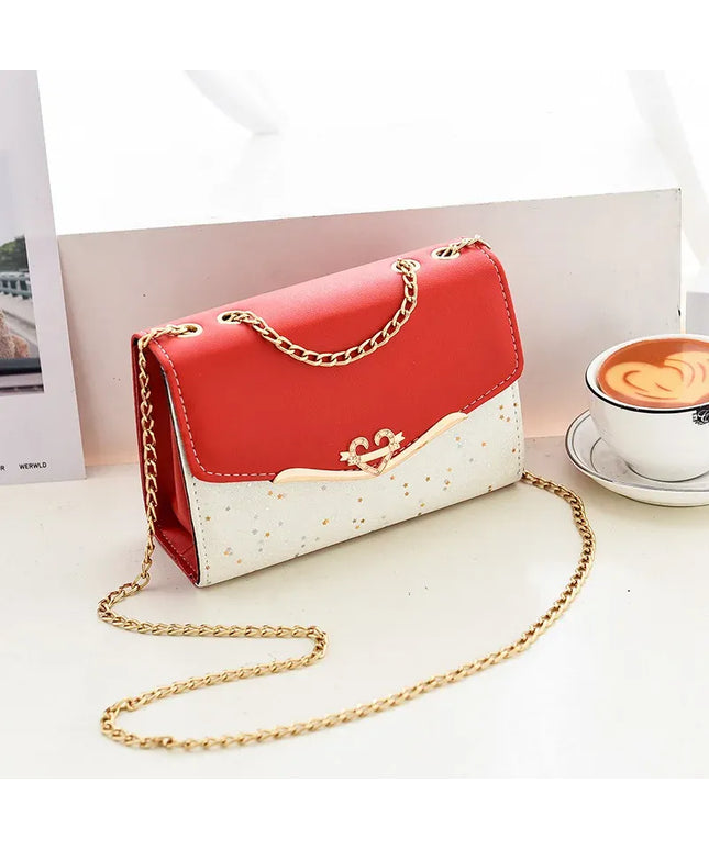 KissICON Red / Bag only Faux Leather Chain Crossbody – Shoulder Purse Day