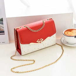 KissICON Red / Bag only Faux Leather Chain Crossbody – Shoulder Purse Day