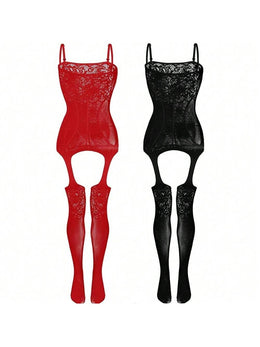 KissICON (Red+black) 2 Pack One Fishnet Bodystockings Striped Lingerie