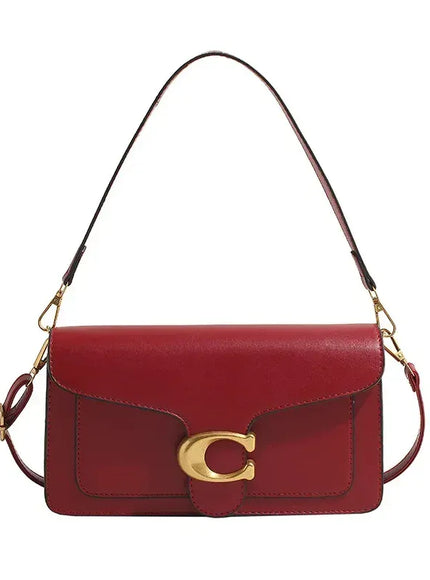 KissICON Red Chic Minimalist Square Commuter Shoulder Bag
