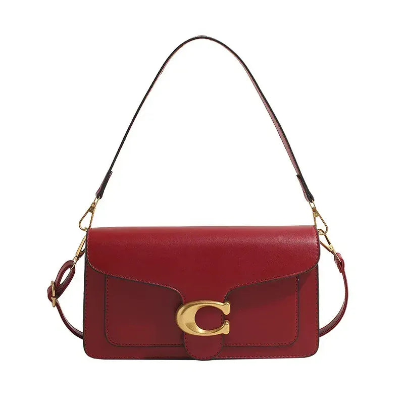 KissICON Red Chic Minimalist Square Commuter Shoulder Bag
