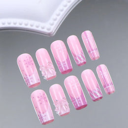 KissICON Red 💋 Christmas Pink Press On Nails 24Pc Medium