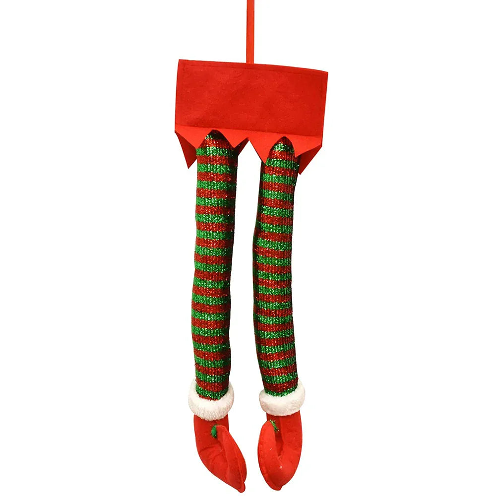 KissICON Red Christmas Santa Elf Legs Plush Stuffed Feet with Shoes Christmas Tree Decorative Ornament Christmas Decoration