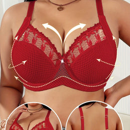 jkthpu-45 Red / EU 85C Sexy White Floral Lace Plus Size Underwire Bra