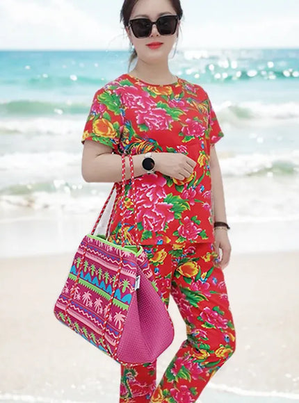 KissICON Red Fashionable Large-capacity Durable Tote – Women's Outing