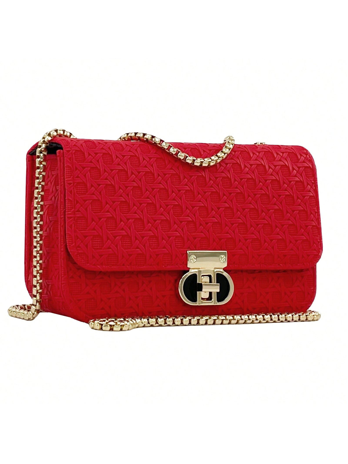 KissICON Red Fashionable Lightweight Mini Golden Chain Shoulder Clutch