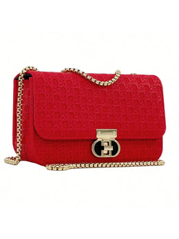 KissICON Red Fashionable Lightweight Mini Golden Chain Shoulder Clutch